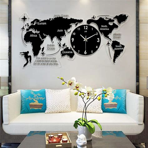 Large World Map Wall Clocks Decorative Wall Clock Modern 3D | Etsy