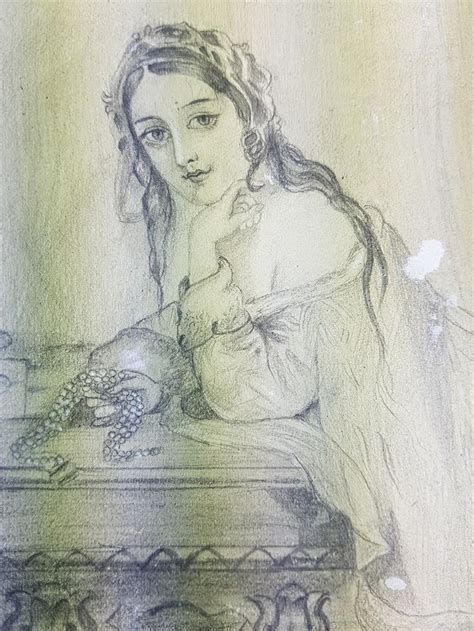 Antique Pencil Drawing Lady Amy Robsart Portrait Victorian | Etsy UK