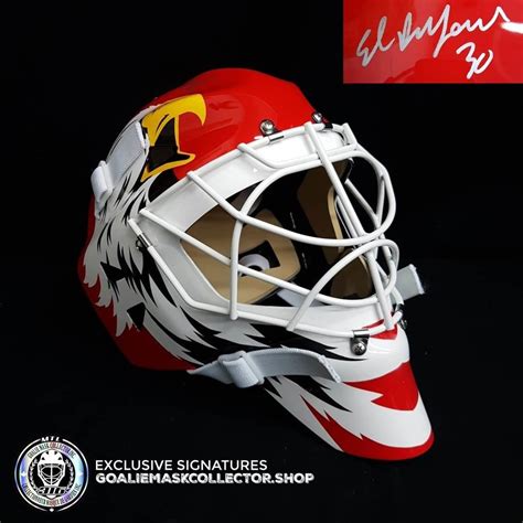 ED BELFOUR SIGNED GOALIE MASK CHICAGO RED SIMPLE EAGLE AUTOGRAPHED SIGNATURE EDITION | SidelineSwap