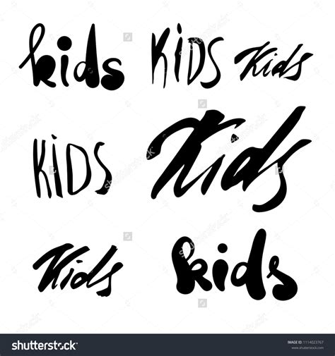 Kids Lettering Set Calligraphy About Children Stock Vector (Royalty ...