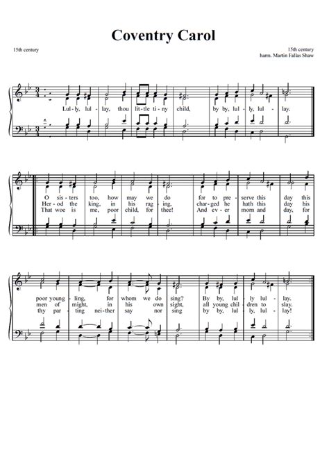 COVENTRY CAROL Choral Sheet music | Easy Sheet Music