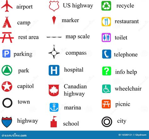 Map symbols stock vector. Illustration of color, element - 16580121