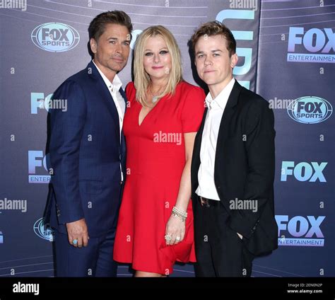 Rob Lowe, wife Sheryl Berkoff & son John Owen Lowe attending Fox ...