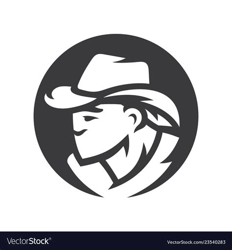 American cowboy head silhouette sign Royalty Free Vector