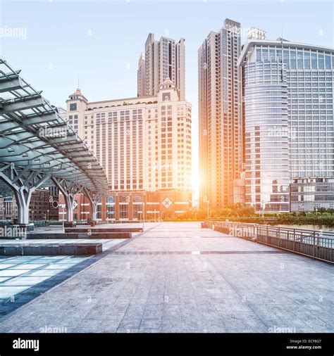 The city and the road in the modern office building background Stock ...