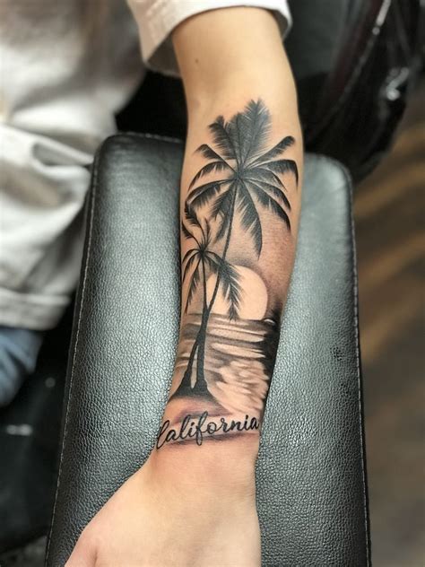 Coconut tree tattoos | Palm tattoos, California tattoo, Sunset tattoos