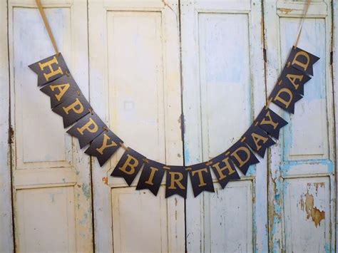 Happy Birthday Dad Banner, Embossed Black and Gold Banner, Mens Birthday Banner, Adult Birthday ...