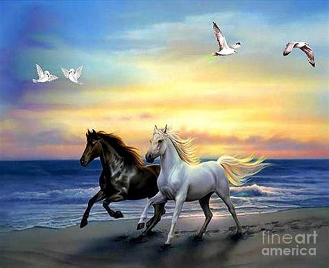 Horse Beach Painting by Nehemiah Art | Fine Art America