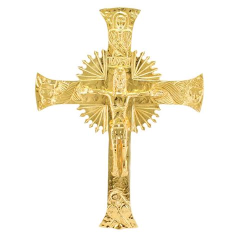 Golden Brass Neocatechumenal Wall Cross 35x48 cm