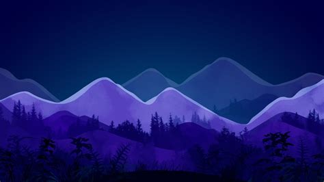 Download Minimalist Night Artistic Mountain 4k Ultra HD Wallpaper