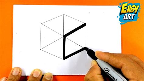 Dibujos 3D para Principiantes - Como Dibujar en 3D LETRA C CUADRADA - Dibujos fáciles de Hacer