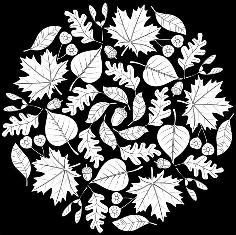 Autumn mandala with autumn leaves on black background. 36291881 Vector Art at Vecteezy