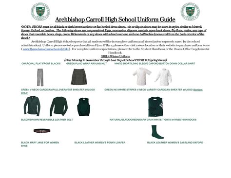 Dress Code – Student Life – Archbishop Carroll High School