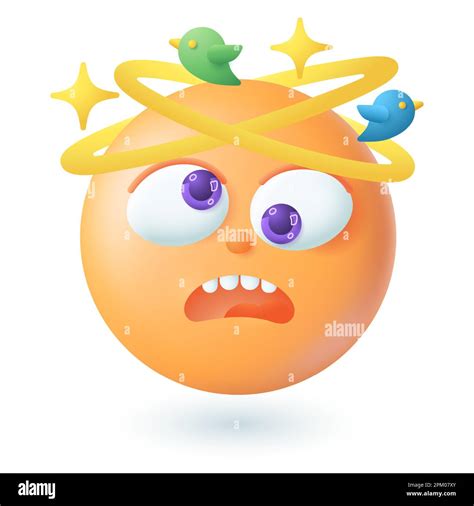 3d cartoon style emoticon seeing stars and birds above head icon Stock Vector Image & Art - Alamy