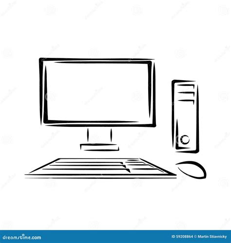 Desktop PC With Keyboard And Mouse. Vector Illustration. Stock Vector ...