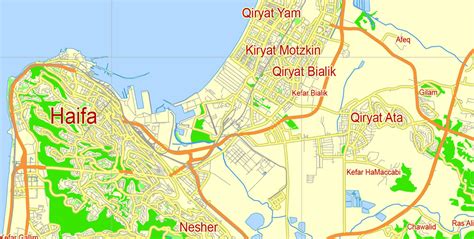 Haifa, Israel, Free printable SVG map in English