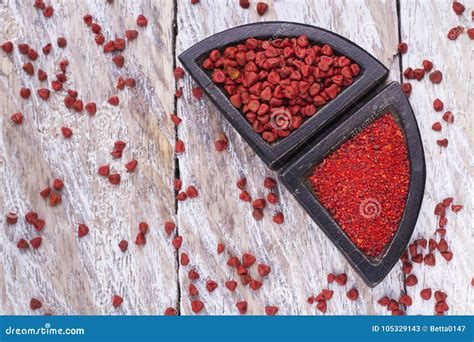 Achiote grains and powder stock image. Image of food - 105329143