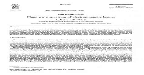 Plane wave spectrum of electromagnetic beams - [PDF Document]