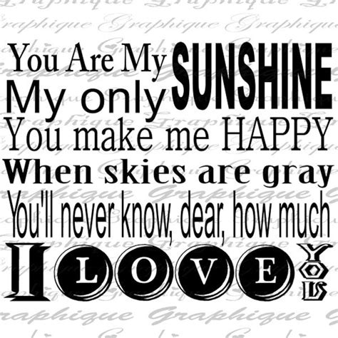 You Are My SUNSHINE Lyrics Quote Text Typography Words Digital - Etsy