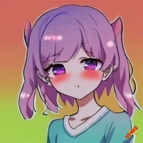 Anime pfp smirk girl cute blush vibrant colors