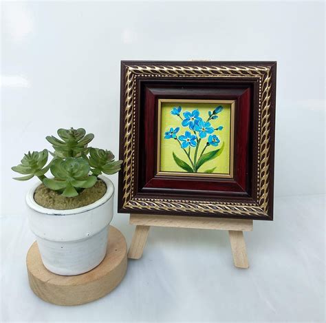 Forget Me Not Painting Blue Flowers Oil Painting Miniature Art Framed - Etsy