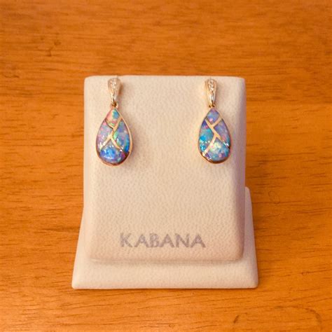 Kabana Jewelry Kabana Australian Opal Drop Diamond Earrings in 14k Yellow Gold 34271 - Emerald ...