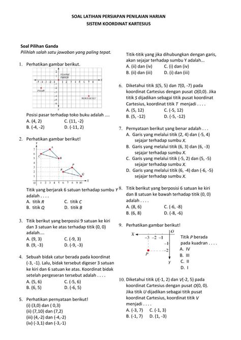 Soal Latihan Sistem Koordinat Kartesius 345559 | edy