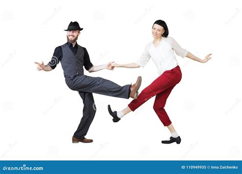 Lindy Hop Or Rock`n`roll Dance Boogie Woogie Dancers Stock Photo ...