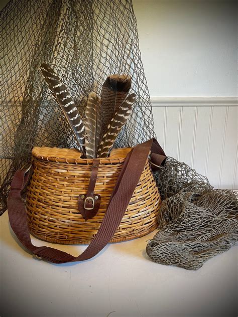 Wicker Fishing Creel Salmon Trout Creel Fishermans Decor Fly Fishing ...