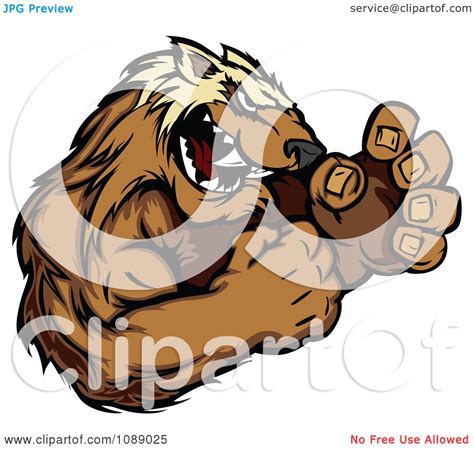 Clipart Wolverine Mascot Fighting - Royalty Free Vector Illustration by ...