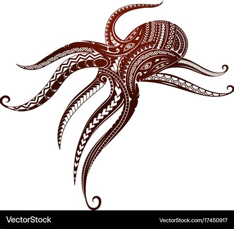 Maori style octopus tattoo Royalty Free Vector Image