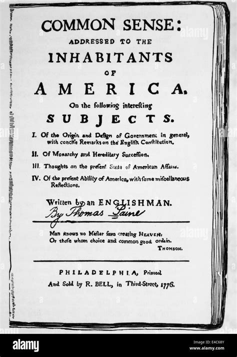 Pamphlet Cover, "Common Sense" by Thomas Paine, 1776 Stock Photo - Alamy