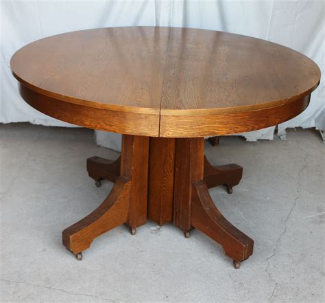 Bargain John's Antiques | Antique Mission style Round Oak Table with 4 leaves - Bargain John's ...