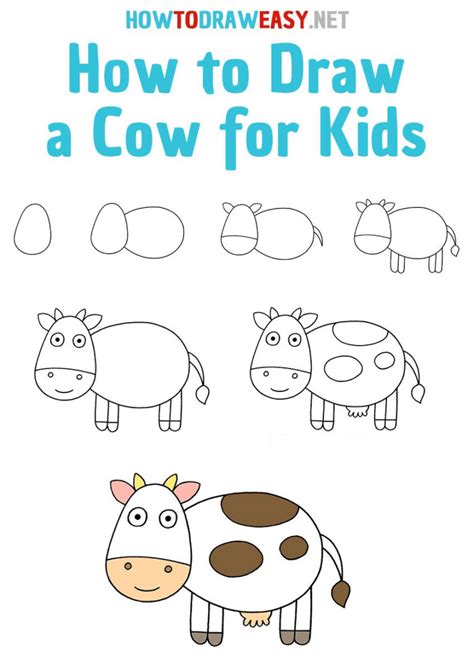 How to Draw a Cow for Kids - How to Draw Easy