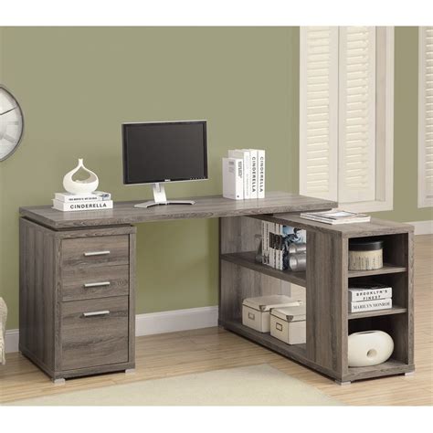 Monarch Specialties Contemporary Dark Taupe L-Shaped Desk at Lowes.com