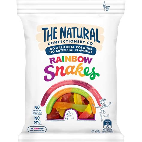 The Natural Confectionery Co. Rainbow Snakes Lollies 220g | BIG W