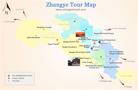 English Maps of Zhangye, Zhangye Danxia Map, Gansu & Silk Road Maps