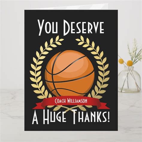 Giant Basketball Coach Thank You Black | Zazzle.com | Basketball coach, Birthday thank you cards ...