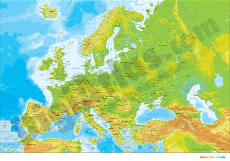 Europe physical vectorized-relief map