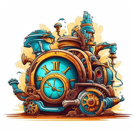 Premium Photo | Time machine 2d cartoon vector illustration on white back