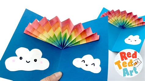 Easy Rainbow Pop Up Card - Learn how to make easy 3d Cards for Kids - 3d Rainbow - YouTube