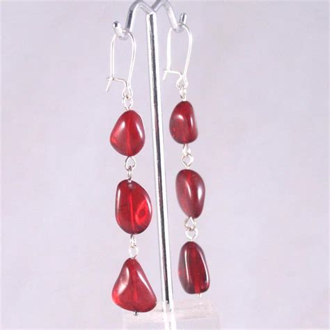 Red Amber Earrings