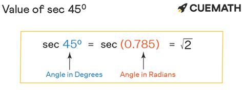 Sec 45 Degrees - Find Value of sec 45 Degrees | Sec 45°