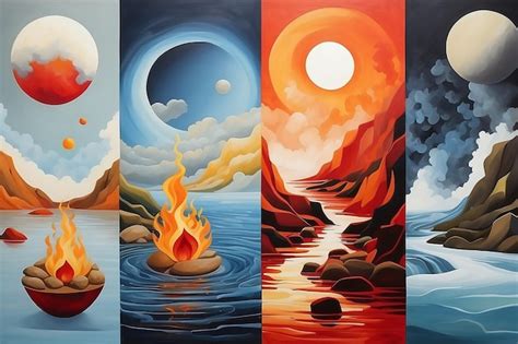 Premium Photo | Fire and water illustration wall art