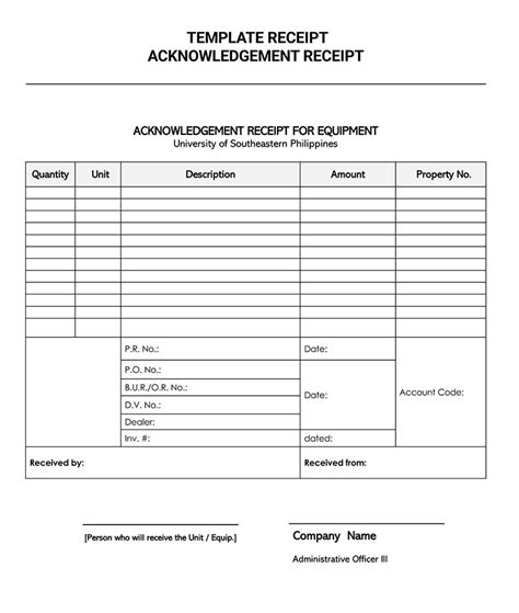 Acknowledgement Of Receipt Template - prntbl.concejomunicipaldechinu.gov.co