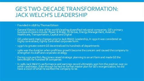 Leadership - Jack Welch (GE Transformation)