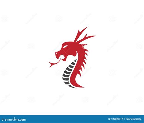 Red Dragon Head Logo Design Template Stock Vector - Illustration of barb, eastern: 126829917