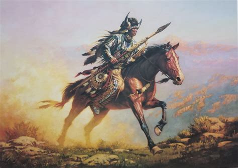 Spirit Of The Plains - Limited Edition Print by Chuck Ren - Native American Warrior Hunter ...