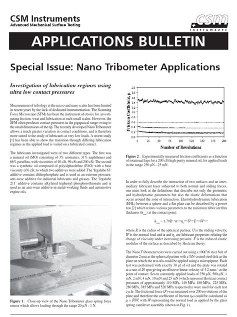 Applications Bulletin: Special Issue: Nano Tribometer Applications ...