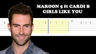 Maroon 5 ft Cardi B - Girls Like You (Easy Guitar Tabs Tutorial) Chords ...